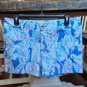 Lilly Pulitzer Blue and Pink Floral Women Shorts